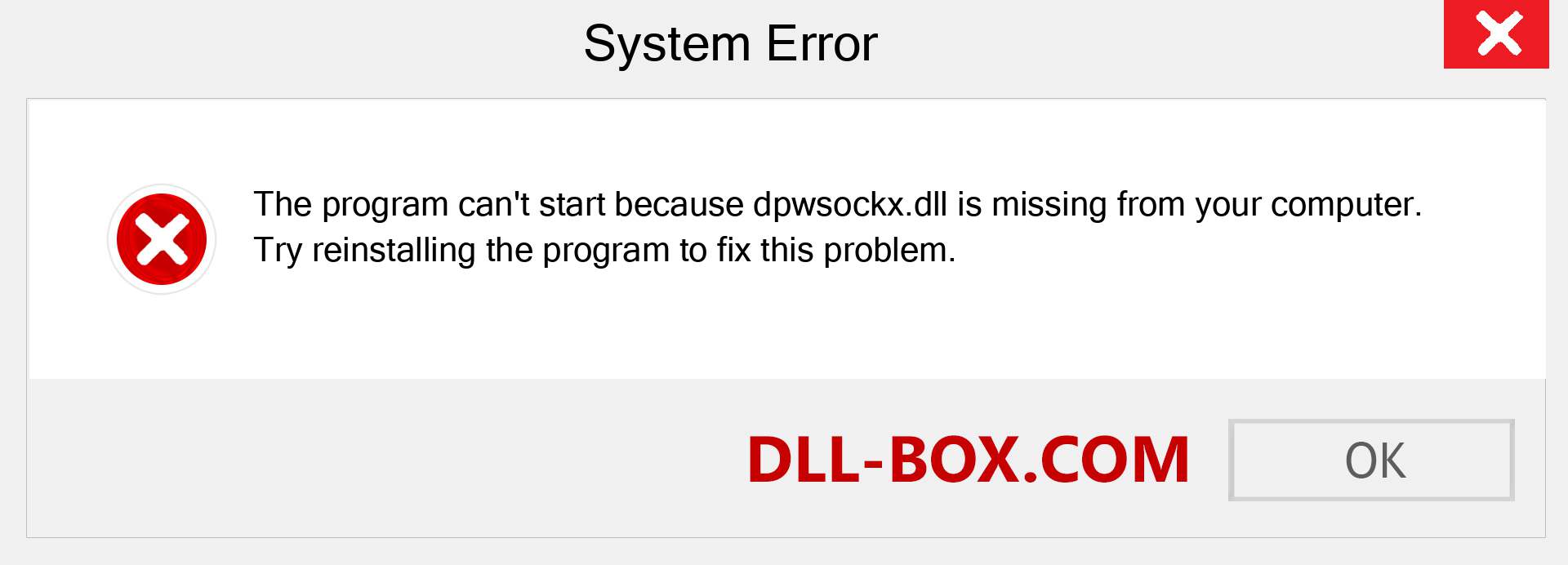  dpwsockx.dll file is missing?. Download for Windows 7, 8, 10 - Fix  dpwsockx dll Missing Error on Windows, photos, images